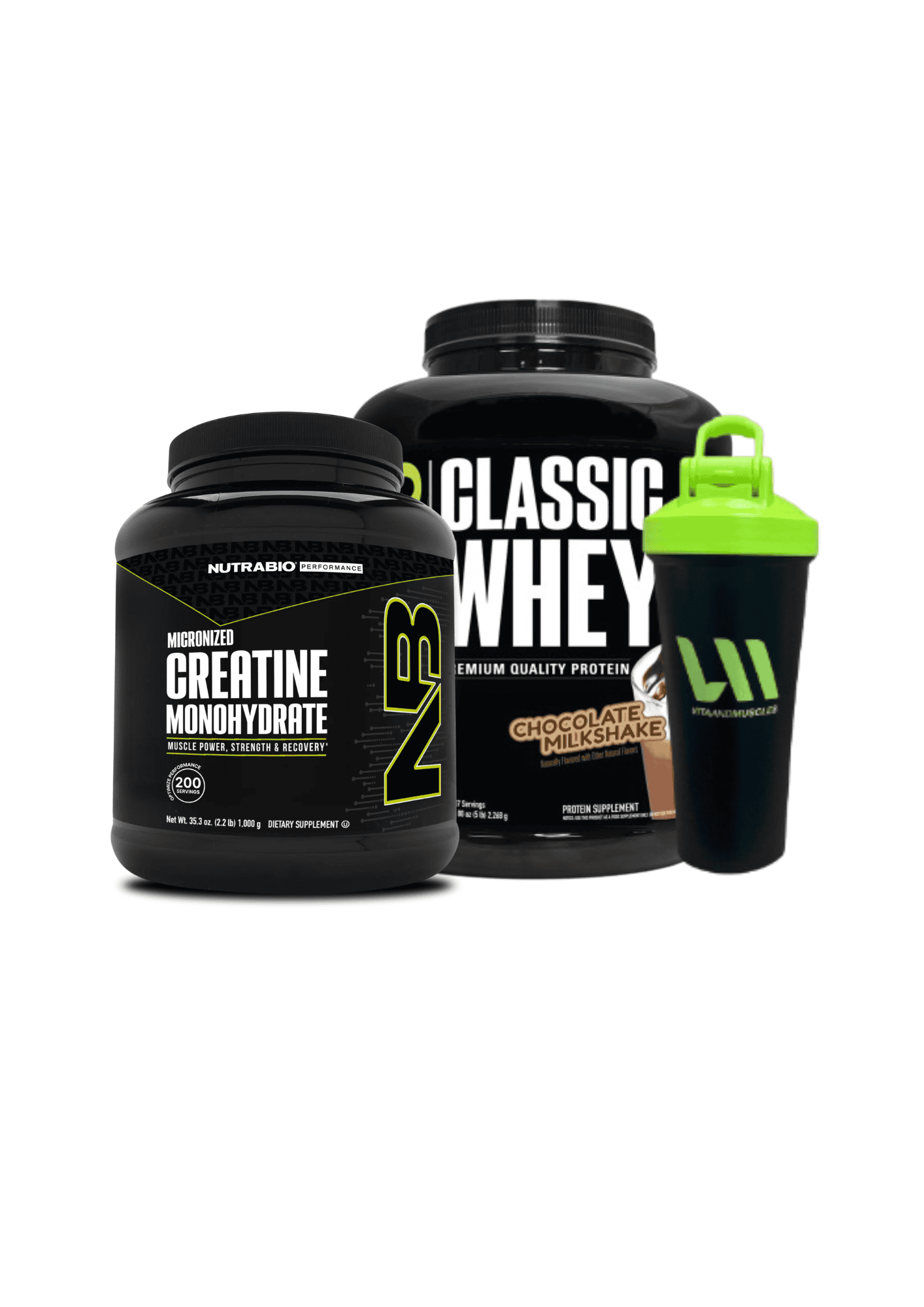 Proteina Nutrabio 5 lbs + Creatina 1 KG + Shaker