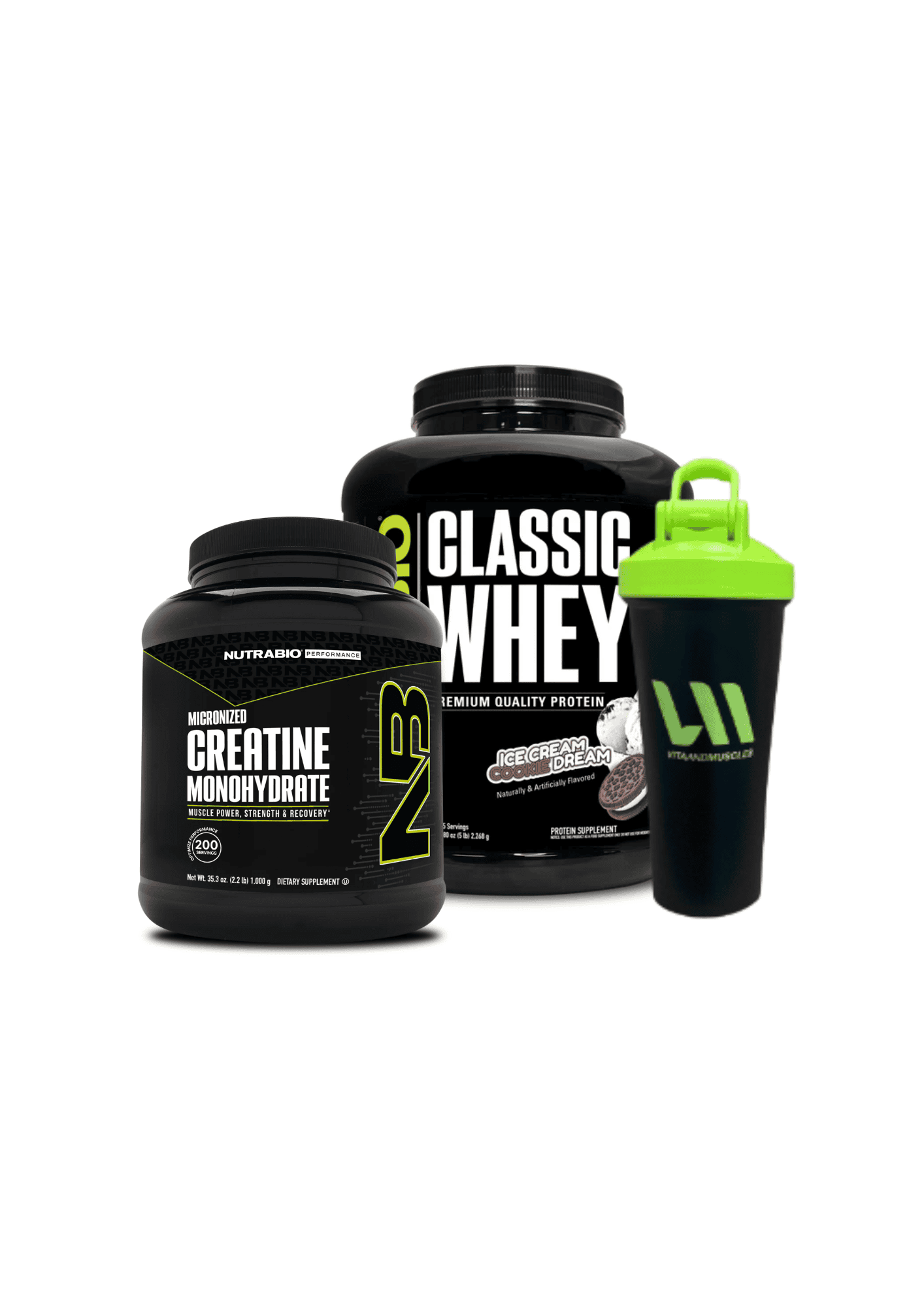 Proteina Nutrabio 5 lbs + Creatina 1 KG + Shaker