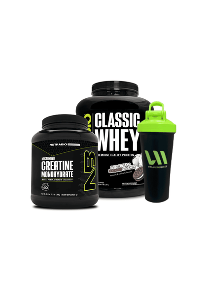 Proteina Nutrabio 5 lbs + Creatina 1 KG + Shaker