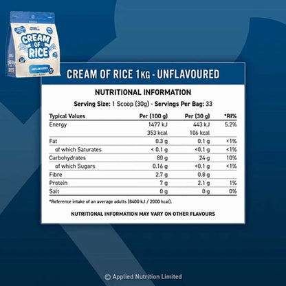 Cream of rice 1kg Applied Nutrition